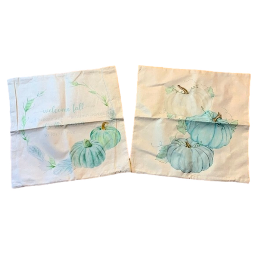 2 fall burlap pillow case covers with zippers 16x16 new in box 3